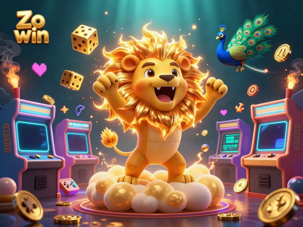 Experience thrilling gameplay at Zo win, a vibrant 3D casino scene full of excitement and colorful game elements.