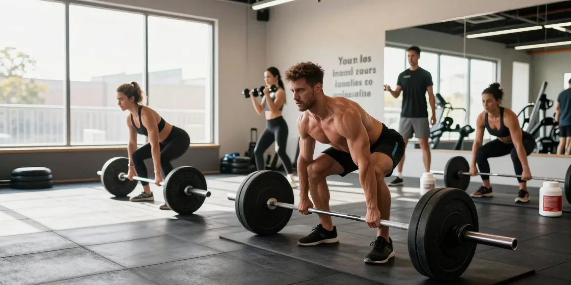 Anabolika Shop Deutschland - Bodybuilder beim Training mit Gewichten in modernem Fitnessstudio.